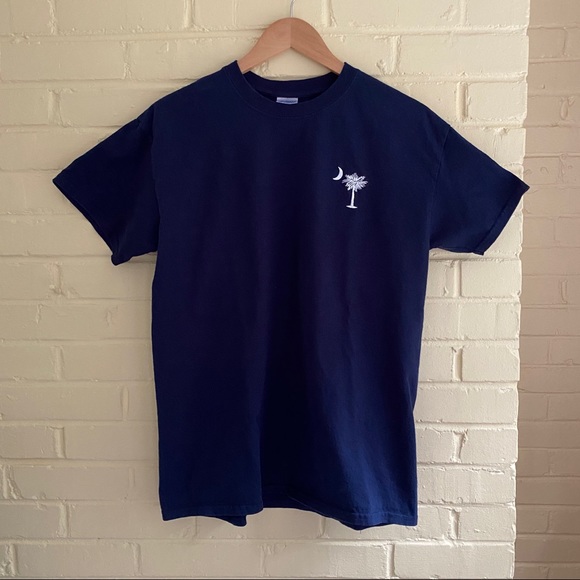 South Carolina T Shirt Navy Blue with Palmetto Tree and Moon Cotton Size Medium - Picture 1 of 6